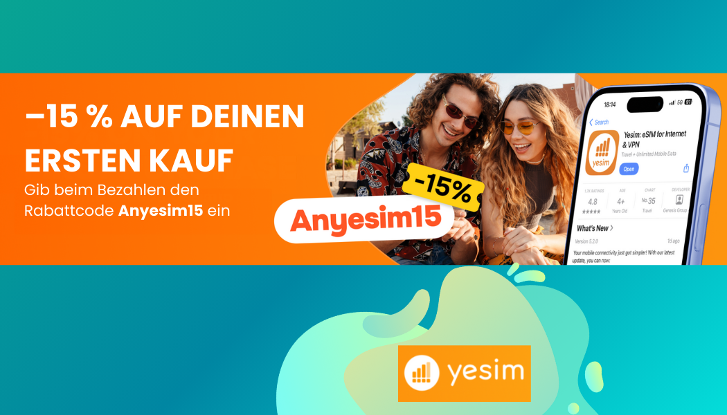 Gib beim Bezahlen den Rabattcode Anyesim15 ein.