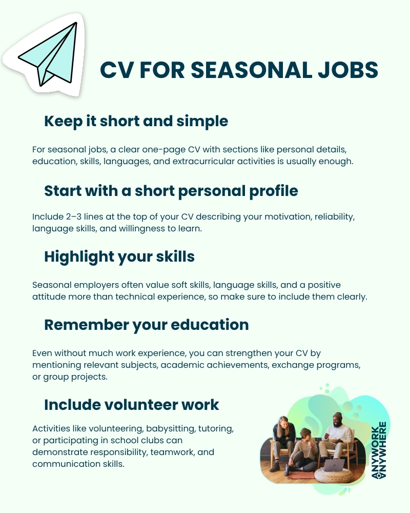 cv for summer jobs
